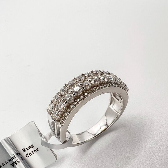 925 Sterling Sliver Moissanite Designer Ring, 1.864ctw VVS Stones Hip Hop Jewelr - Picture 3 of 6